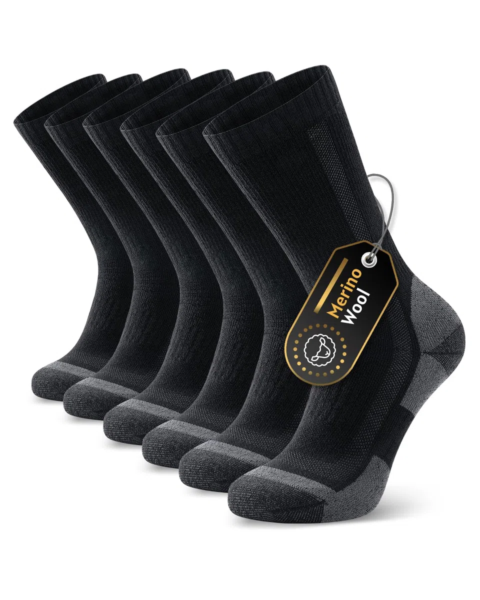 PULIOU Calcetines Hombres Mujeres 43-46 39-42 Invierno Calcetines Térmicos Calientes Calcetines de Senderismo Deporte Algodón Acolchado Calcetines Trekking Running Transpirable Trabajo