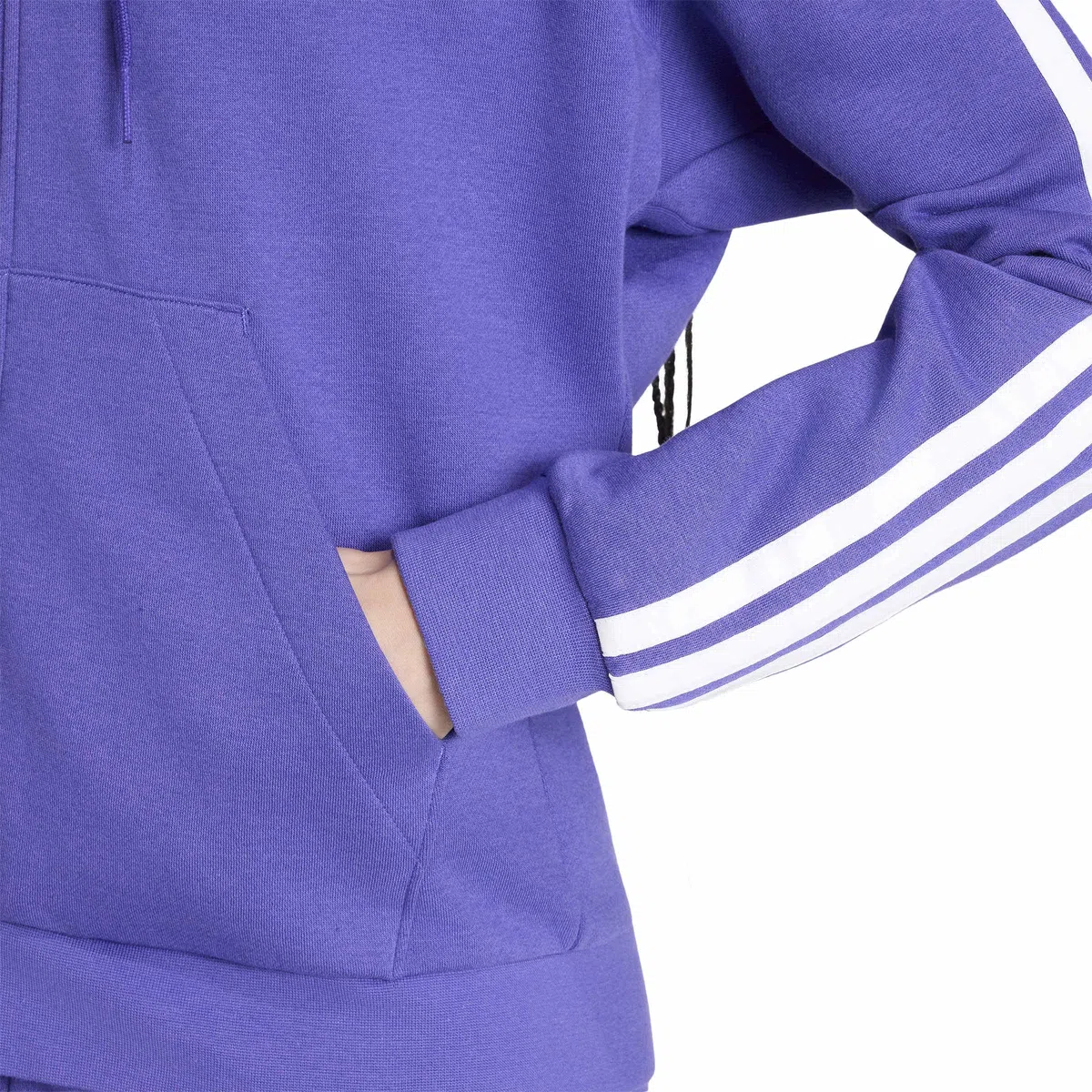 adidas Mujer Essentials 3-Stripes Full-Zip Fleece Hoodie Sweatshirt, Pure Purple/White, XS