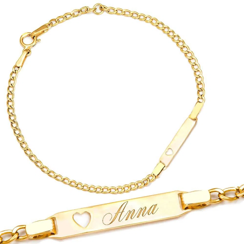 Sakrami Holly Pulsera con Corazón de Oro para Niña y Niño + Idea de Regalo para Niña y Niño para Nacimiento, Bautizo y Comunión Ocasiones Especiales + Caja d Regalo