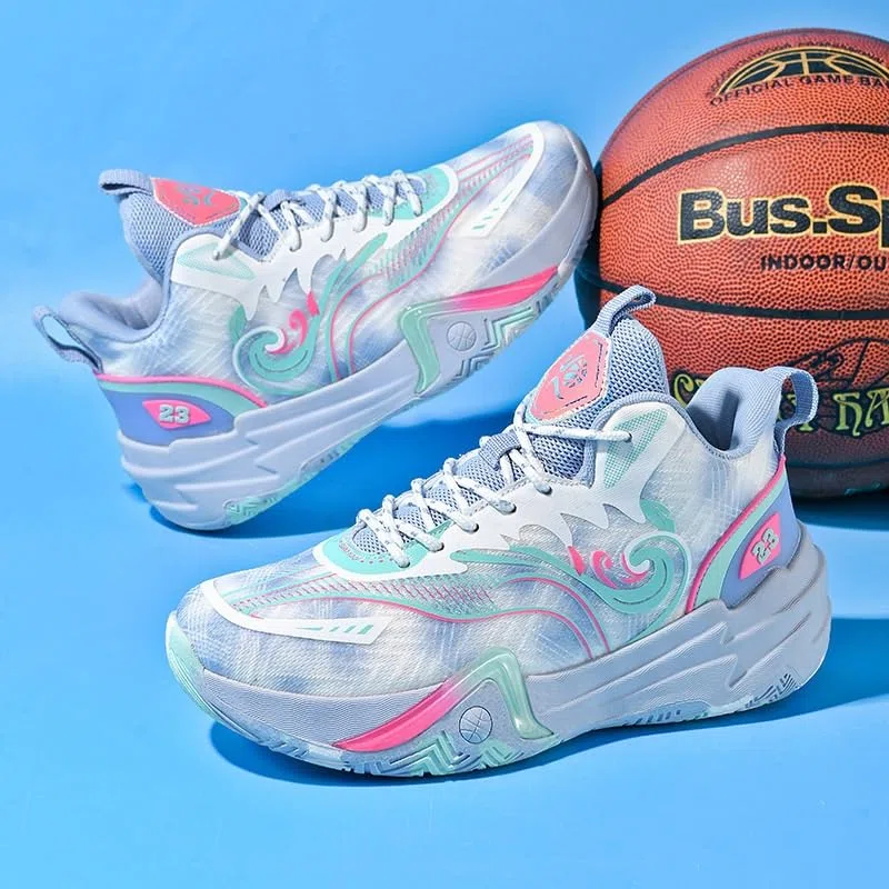 Zapatillas de Baloncesto Unisex caña Alta con Malla Transpirable y Antideslizante, Botas Deportivas Entrenamiento Moda Zapatos para Caminar