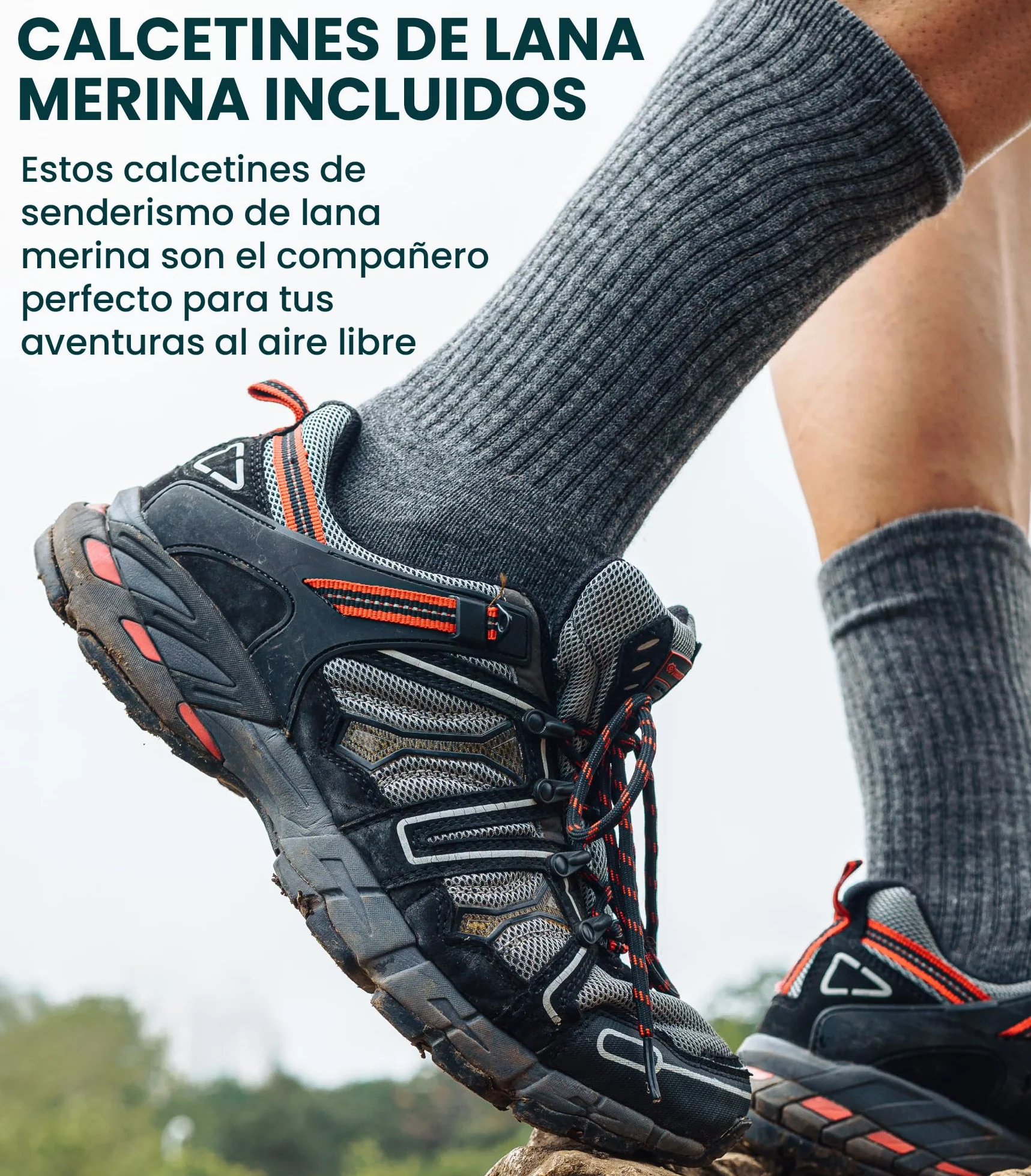 Merino.tech Conjunto Lana Merino Hombre - 100% Lana Merino con Calcetines | Capa base (Ligera/Media/Pesada) para senderismo, esquí y outdoor. Transpirable.