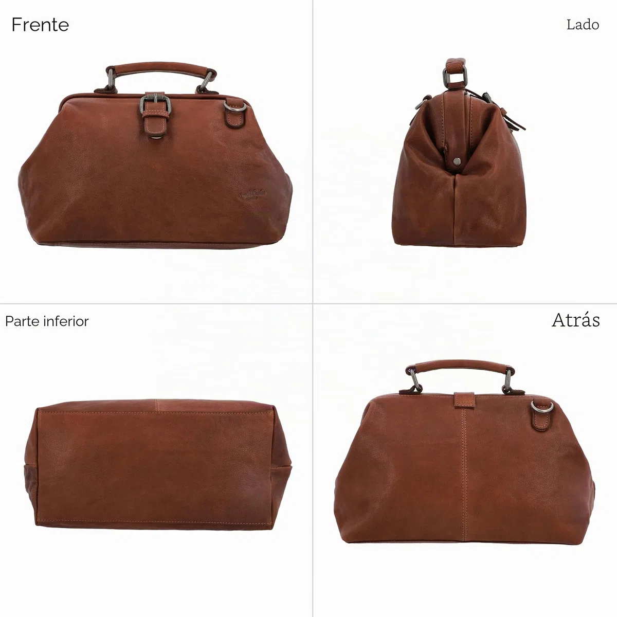 Gusti Bandolera de Cuero - Lillith vintage Bolso de mano Maletin Bolso médico Cuero marrón oscuro