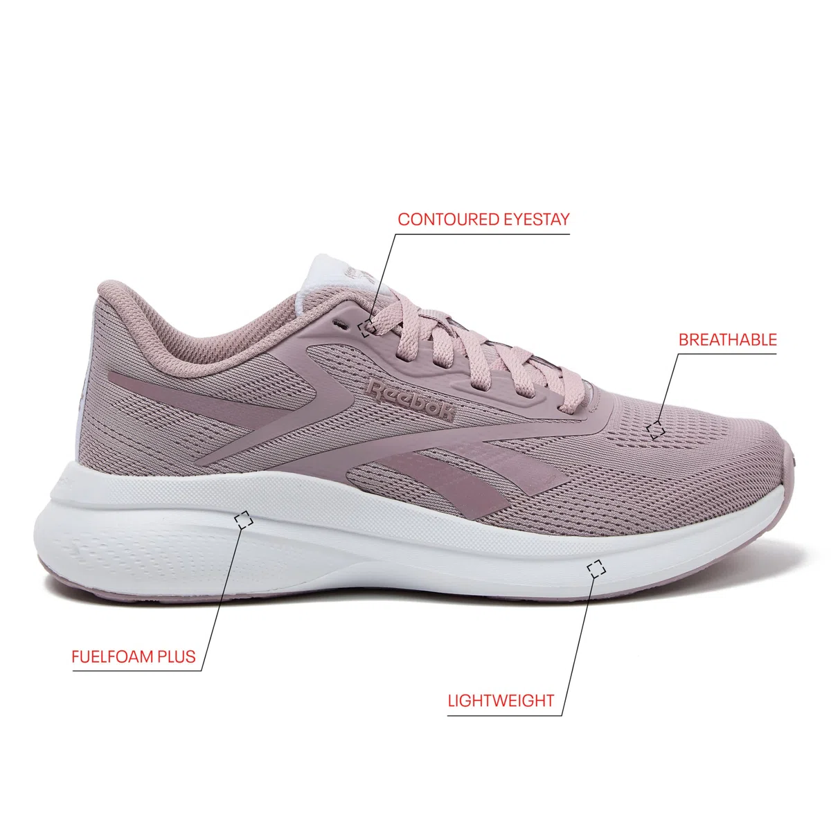 Reebok Energen Run 4 - Tenis Deportivos Ligeros para Mujer, Talla 5 a 12, Malva Apagado/Blanco, 7