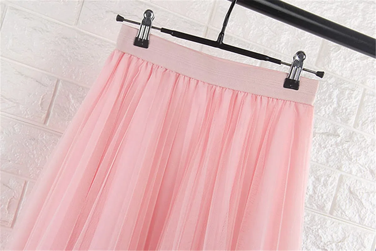 SePkus Faldas de Tul de 4 Capas Falda de Tul para Mujer Falda Midi Plisada de Cintura Alta elástica (Borgoña Talla única)