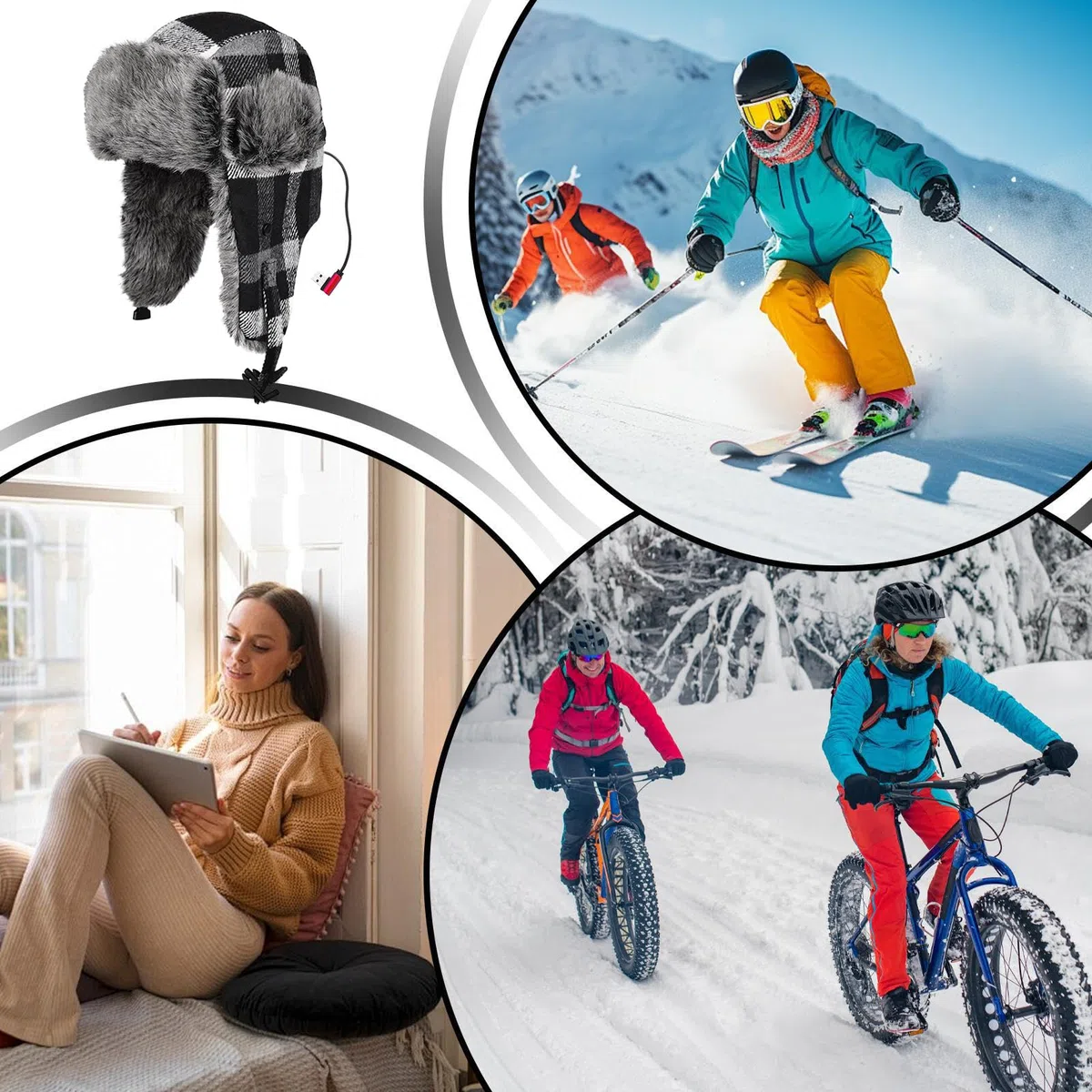 Gorro de trampilla de invierno genérico con tres ajustes, resistente al viento – Cubierta para cabeza Ushanka con calefacción | para diario, ciclismo, caminar, pesca, para mujeres, adultos