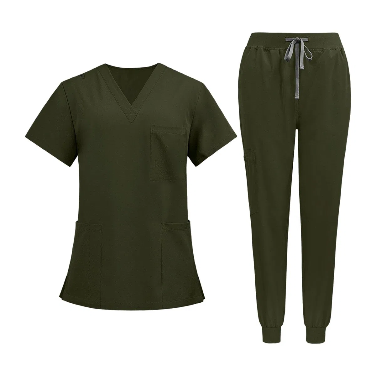 Uniforme Enfermera Set Sanitario Pantalón Camiseta Mujeres Uniforme Profesional Transpirable Ligero Poliéster con Múltiples Bolsillos Adecuado
