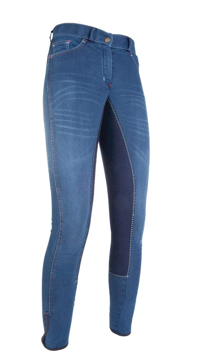 HKM - Summer Denim - Alos 3/4 Lace Trim, Hombre, Reithose -Summer Denim- mit 3/4 Alos Besatz
