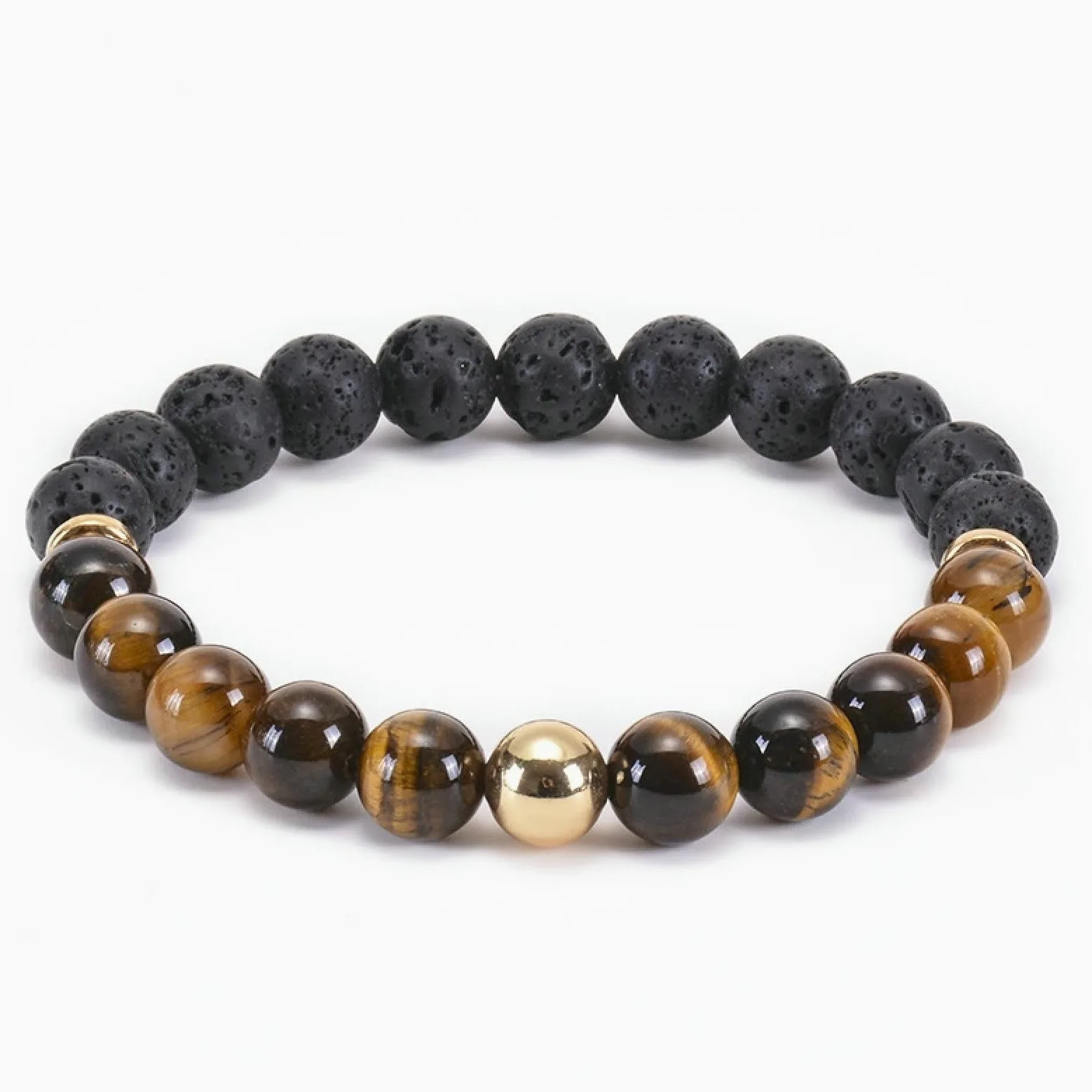Pulsera difusora de aceites Esenciales para Mujer, Piedra de Lava, Pulsera de Piedra Natural de 8 mm, Pulseras elásticas para Hombre de 17 cm