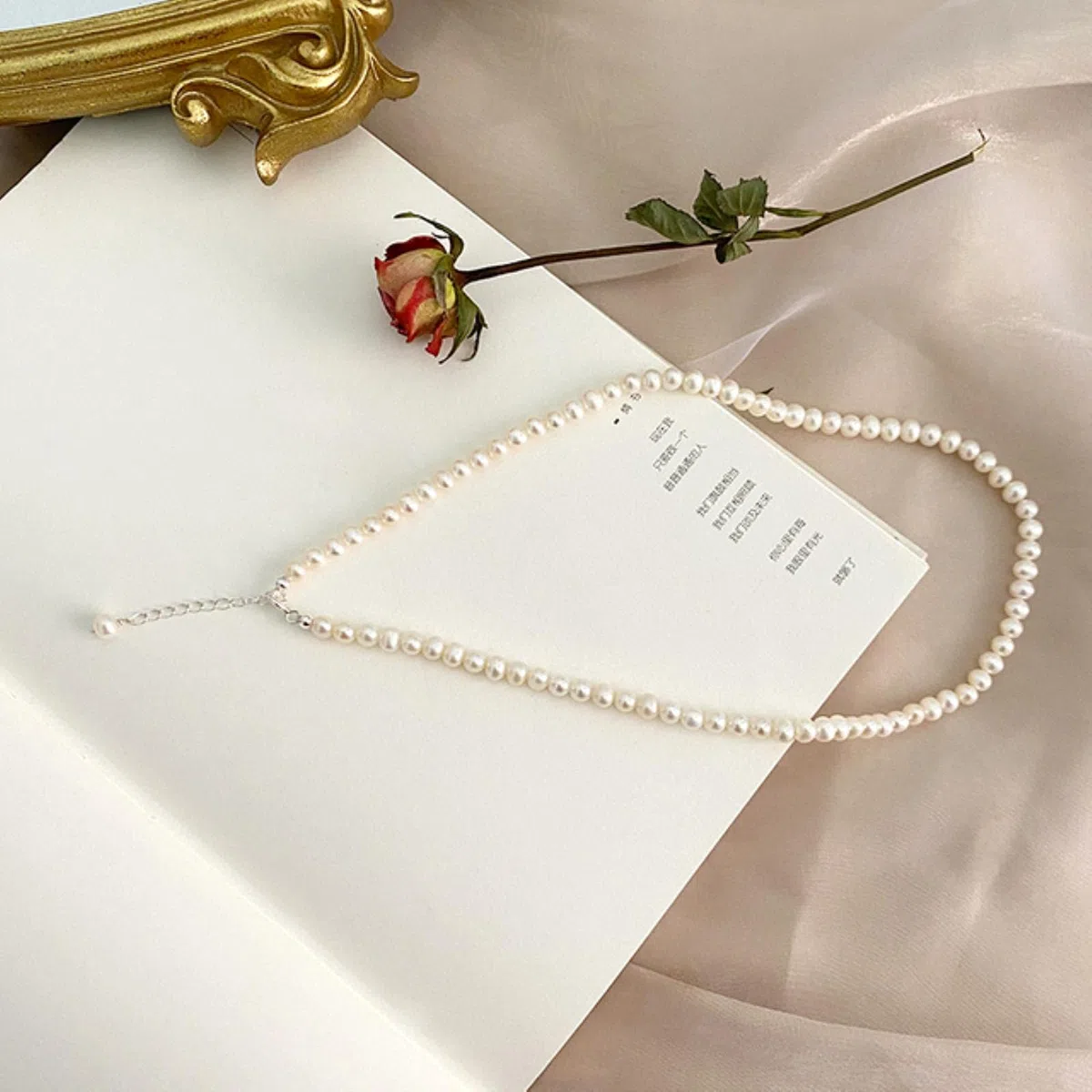 LOKILOKI Collar De Perlas De Agua Dulce Natural 925 Cadena De Plata Esterlina Joyería De Moda para Mujeres