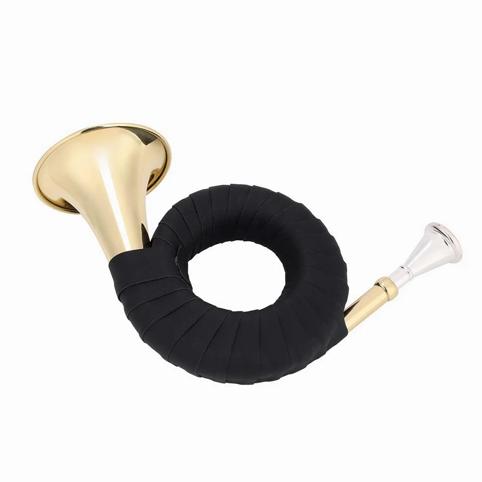 CHICIRIS Mini Cuerno de Caza de Latón, Instrumento Musical Profesional con Agarre de PU de, Hermoso Diseño para Amantes de la Música y Estudiantes
