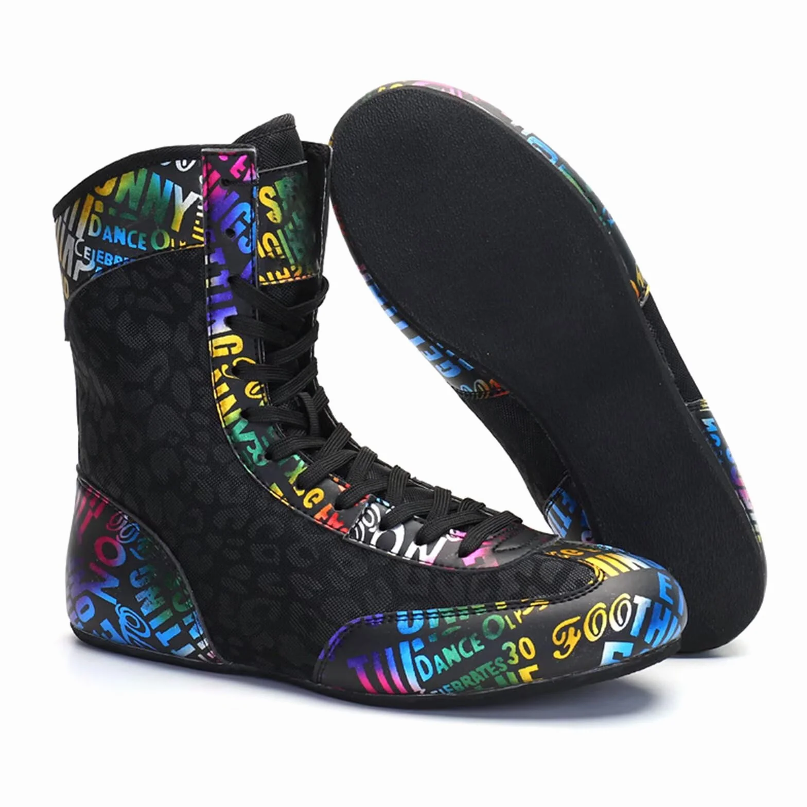 Zapatos de Lucha y Boxeo para niños - Zapatillas de Fitness para jóvenes, Zapatillas Altas Antideslizantes Culturismo, Kickboxing para Exteriores para Mujeres y Hombres