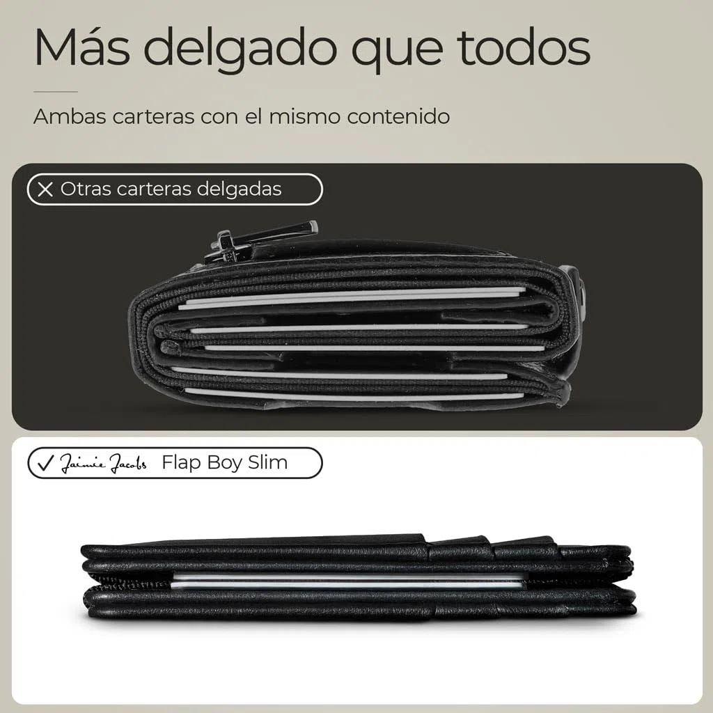 Jaimie Jacobs Flap Boy Slim Magic Wallet - Cartera Mágica con Protección RFID para Tarjetas de Crédito, Tarjetero para Hombre de Cuero Auténtico