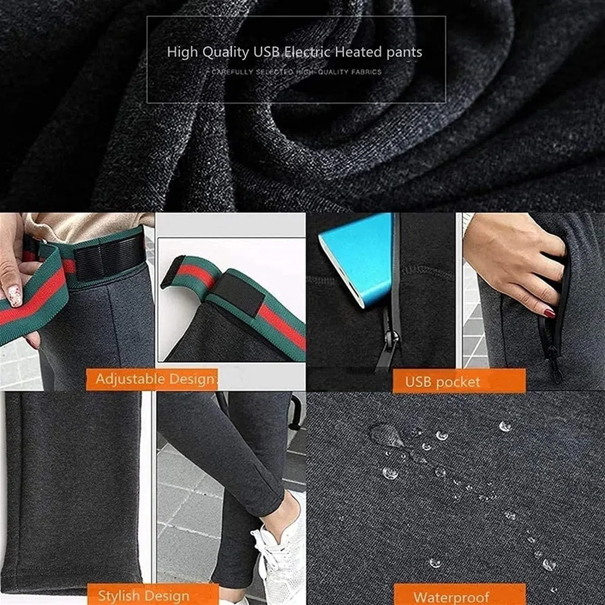 Ropa Interior térmica de Invierno para Hombre, Leggings con Forro Polar USB, Pantalones eléctricos para Senderismo y Acampada.