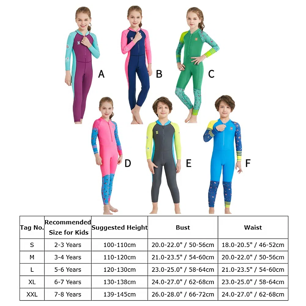 IMEKIS Traje de baño de manga larga para niños, traje de baño de una pieza de cuerpo completo, protección UV, UPF 50+, traje de baño para deportes acuáticos de 2 a 8 años