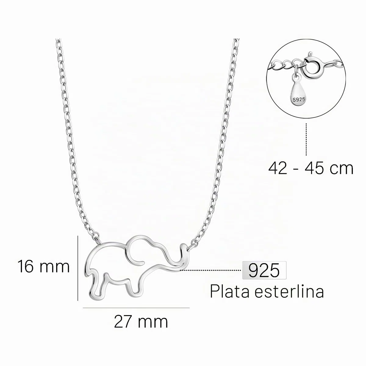 Sofia Milani - Collar para Mujeres en Plata de Ley 925 - Colgante de Elefante