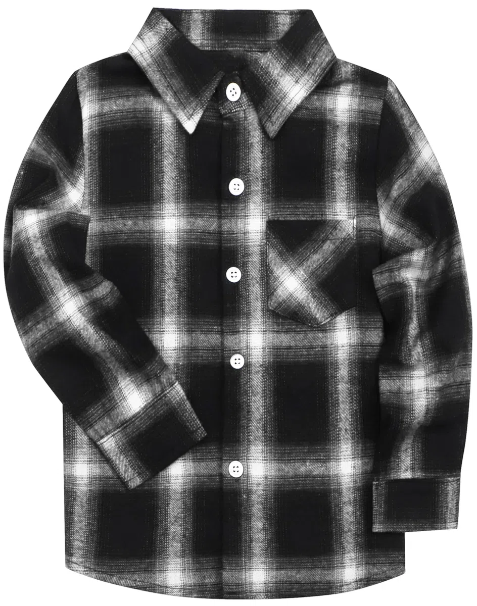 SANGTREE - Camiseta de Franela para Hombre y niño, Manga Larga, con Botones, 3 Meses, Talla 9XL | Sin arrugas, cuello de franela a cuadros, ajuste regular, camisas casuales clásicas