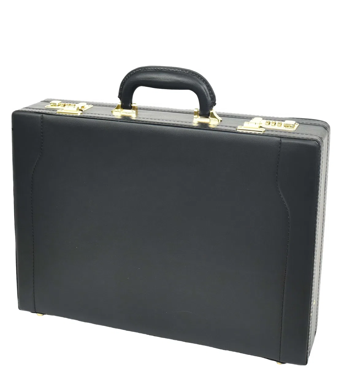 HOL1196 - Maletín de piel con cerradura de combinación doble, organizador expandible, color negro, Black, Large