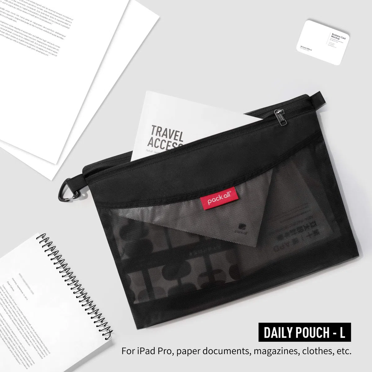 pack all 3 Piezas Bolsa para Todo Uso, Bolsa de Viaje, Material Impermeable, Bolso de Equipaje, Bolsa de Almacenamiento con Cremallera para Viajes, la Oficina, Materiales de Arte (Juego, Negro)