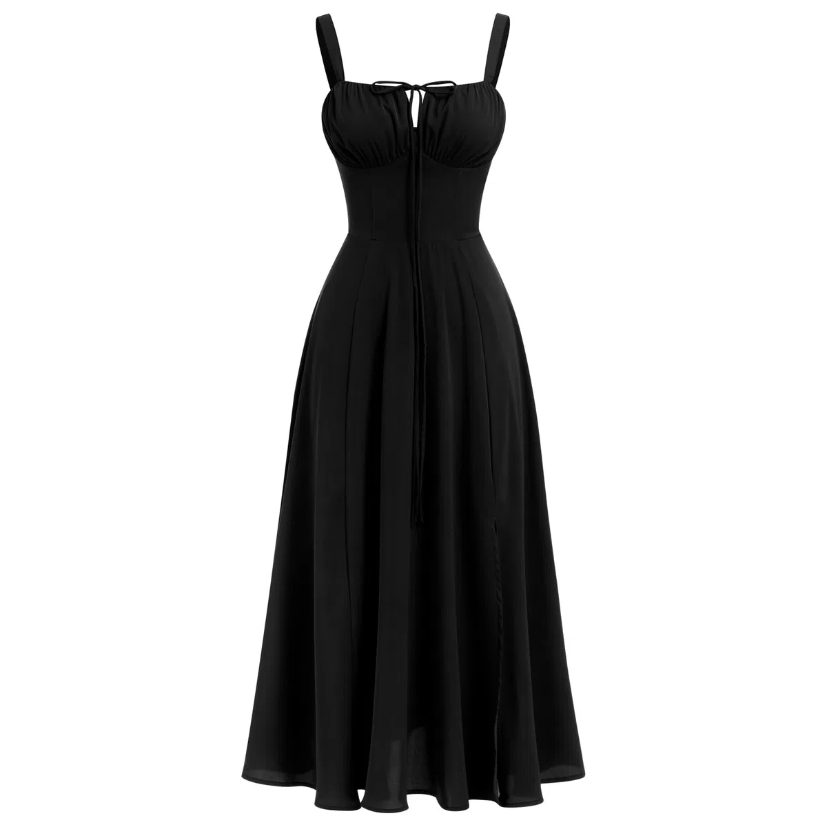 OMEWEE Vestido de verano bohemio para mujer, vestido de corsé floral con cuello cuadrado, tirantes delgados, fruncido, con abertura, bustier, vestido midi para mujer, para salir, vestido largo casual