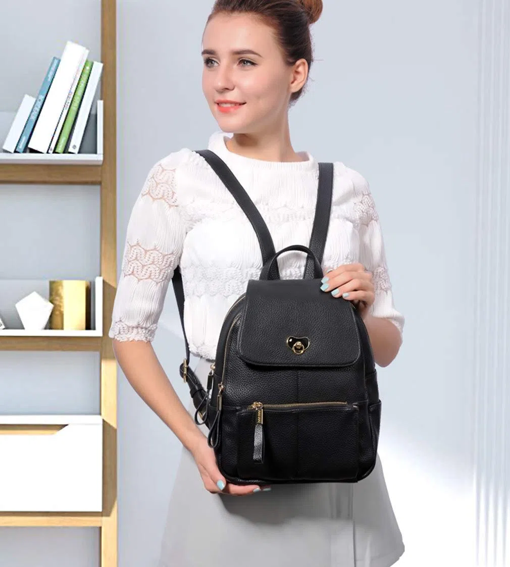 BUKESIYI Mujer Bolsos Mochila Niña Vestir Antirobo Pequeña Casual Bandolera Portatil PU Cuero Piel ES78300