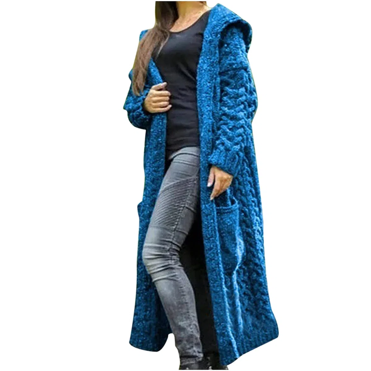 Cárdigan con botones para mujer, suéter de punto grueso de gran tamaño, suave, manga larga, parte delantera abierta, abrigo holgado con 2 bolsillos, ropa de punto acanalado, ropa de abrigo ligera y