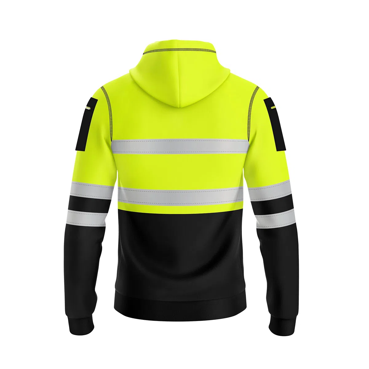 MyMixTrendz Mens Hi Vis Zip Up Multi Zipper Pockets Safety Work Wear Hoodie Reflective Tape High Viz High Visibility Zipper Hoodie Sweatshirt S-2XL