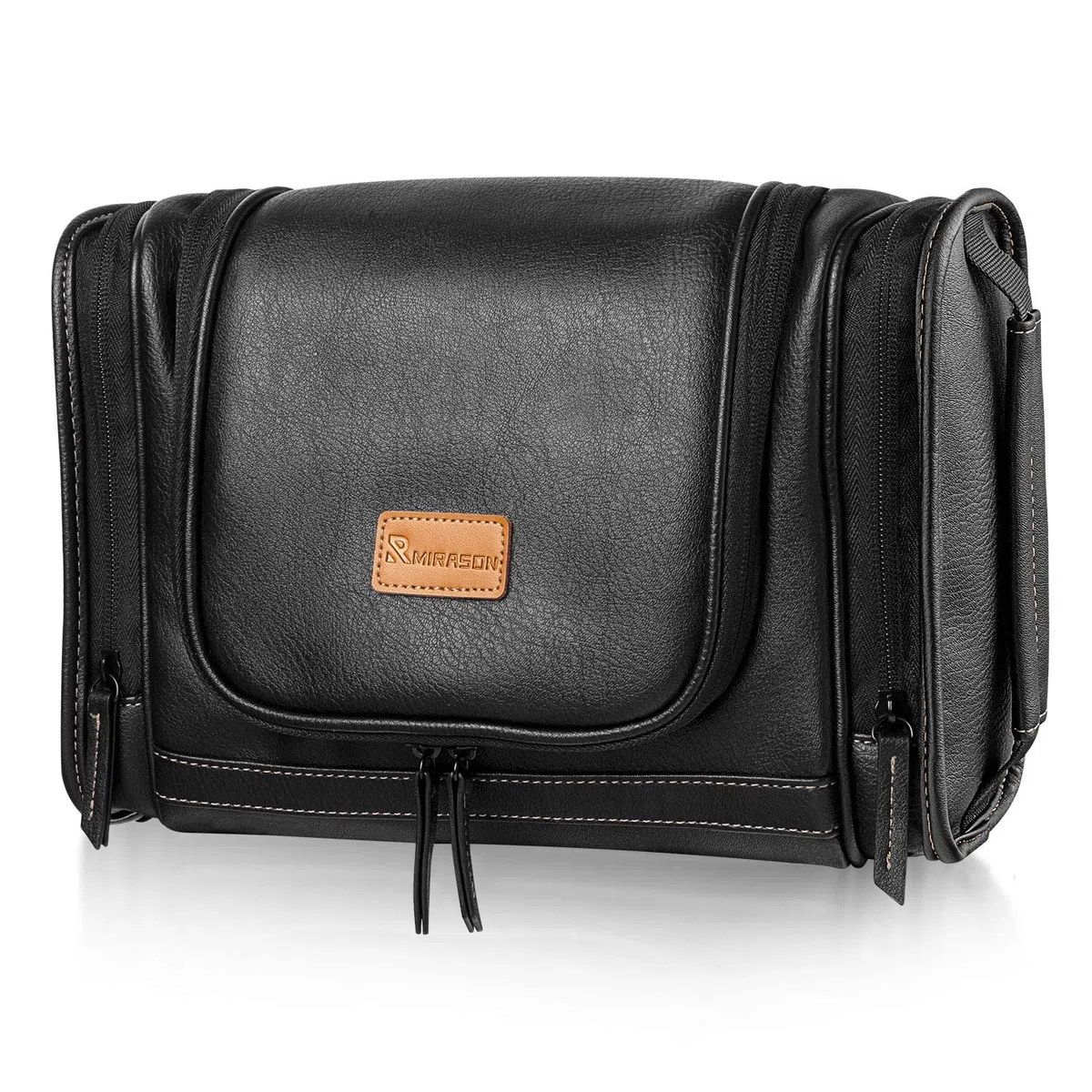 MIRASON Neceser Colgante para Hombre, Kit de Dopp, Organizador de Viaje Impermeable con Gancho de Metal Resistente y asa para baño, Ducha, cosméticos, Camping, cepillos, Afeitado, Black, 11.5x4.5x7.9