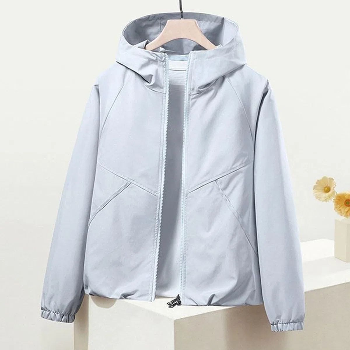 Chubasquero para mujer, resistente al agua, transpirable, cortavientos con capucha, chubasquero con cremallera, chaqueta de entretiempo, ligera, cortavientos, chaqueta con capucha, chaqueta deportiva
