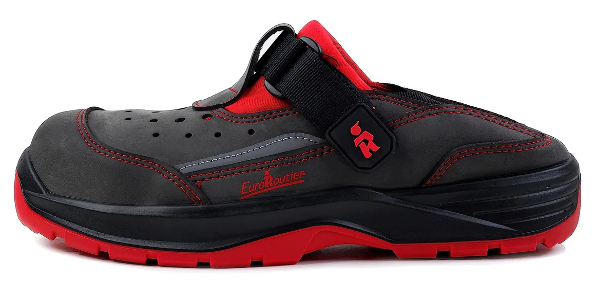 EuroRoutier Hybrid Maine Red Gray, Zapatillas de seguridad certificadas S1 SRC
