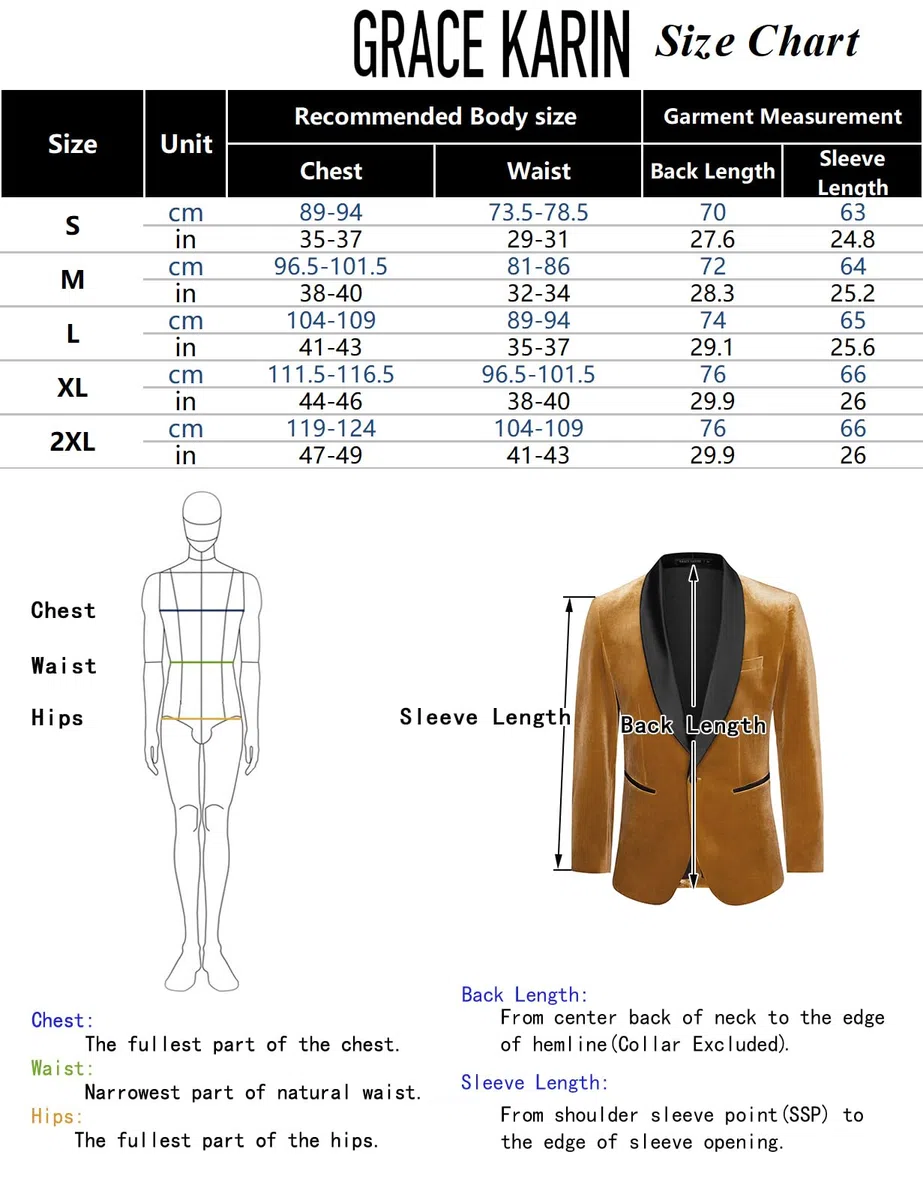 GRACE KARIN Blazer de un botón para Hombre, Ajuste Regular, Chaqueta de Traje de Terciopelo, Chaqueta de Fiesta para Boda, Navidad
