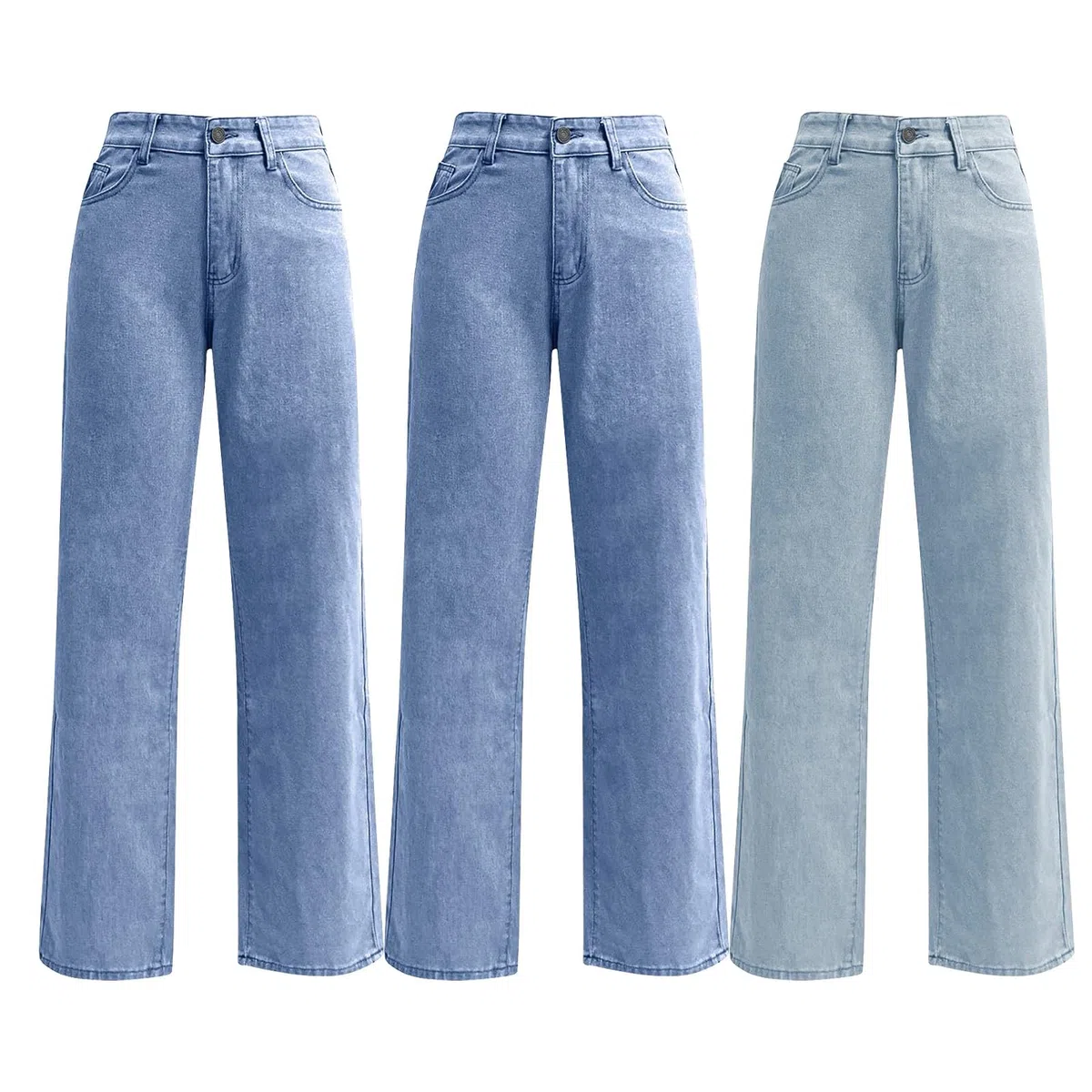 Pantalones vaqueros para mujer, tallas grandes, 3 unidades, pantalones de mezclilla, pantalones vaqueros de pierna recta, pantalones vaqueros de pierna recta, pantalones vaqueros lavados, cómodos