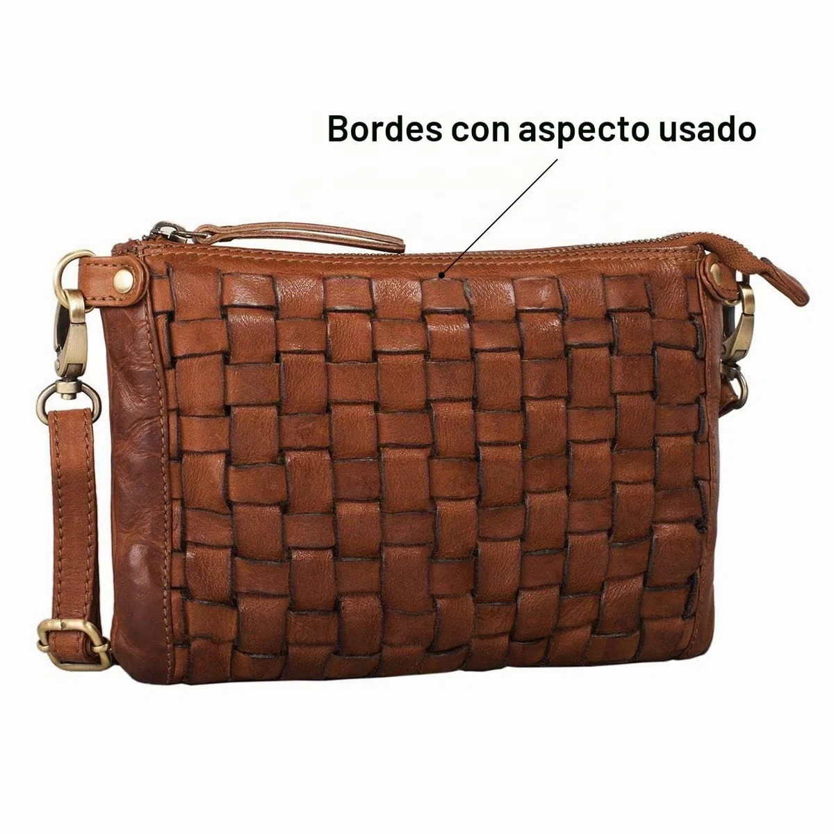 STILORD 'Jana' Bolso mano piel vintage mujer Pequeño bolso bandolera trenzado Bolso mujer para fiesta salir tiempo libre de auténtico cuero