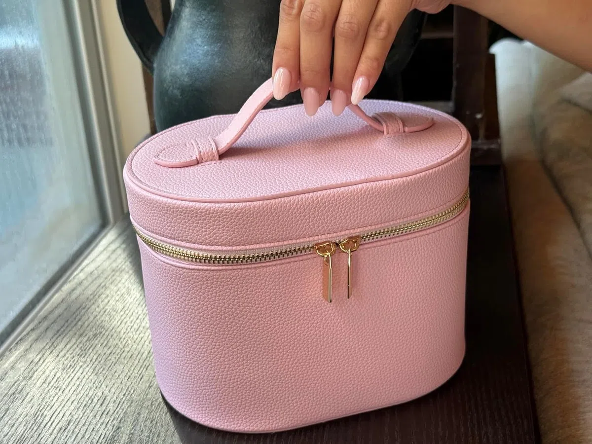 Neceser de Maquillaje Viaje con Divisor Organizador extraíble, Estuche Cosmético Portátil para Mujer, Rosado