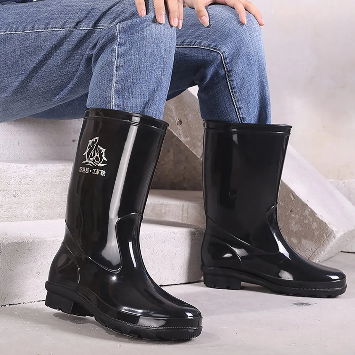 Botas de agua para hombre, botas de lluvia antideslizantes, botas de jardín Wellington, botas de goma para exteriores, botas largas, botas de goma impermeables, botas de lluvia largas, botas de lluvia