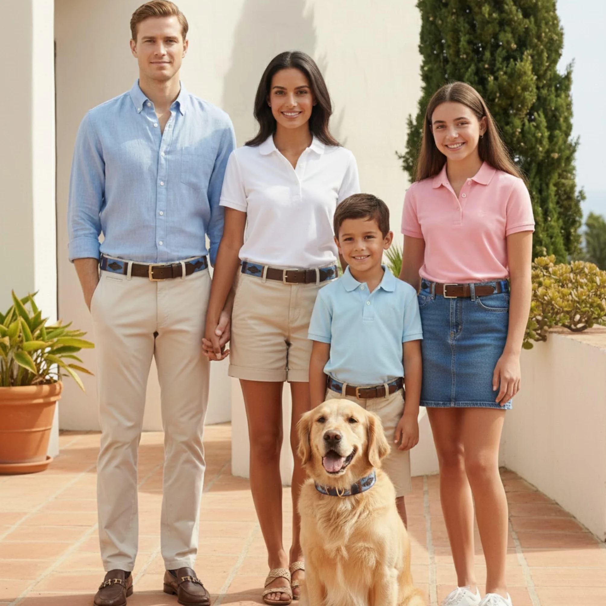 Carlos Diaz Cinturón Polo de Cuero Bordado Marrón Premium de Diseñador para Hombres Mujeres Unisex