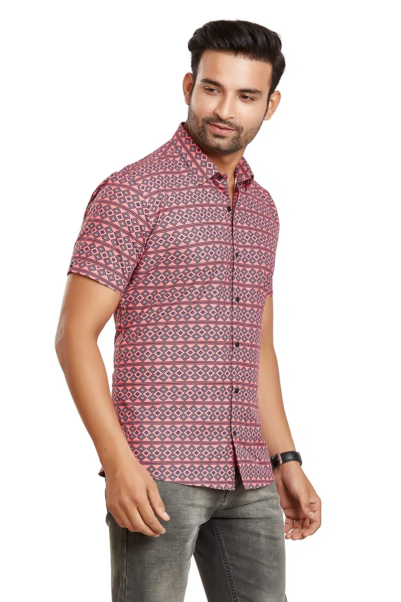 BE ACTIVE Camisa casual de algodón para hombre, corte entallado, lisa, camisa elegante para hombre, cuello extendido y medias mangas, estilo atemporal y comodidad