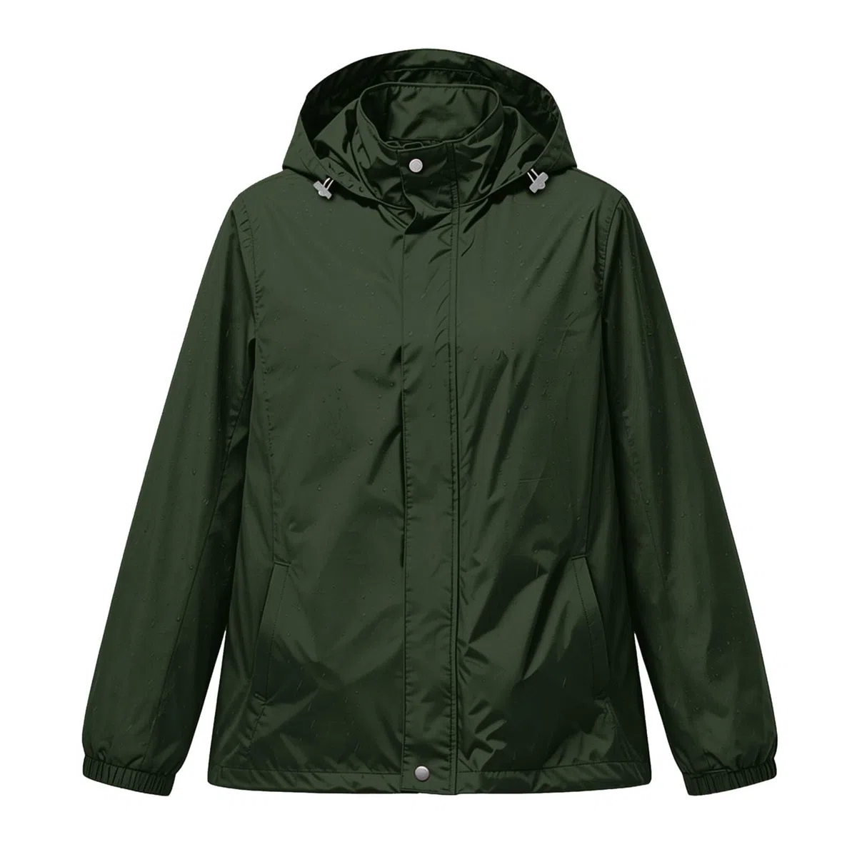 Chaqueta cortavientos ligera con capucha para mujer, ideal para actividades al aire libre. Abrigo informal liso con cremallera frontal, bolsillos delanteros y cierre ajustable.