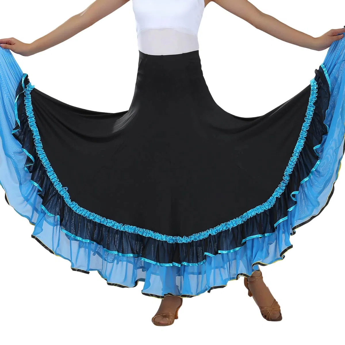 Falda Larga Mujer Verano, Faldas Mujer Verano Volantes, Baile Tradicional EspañOla con Capas Y Elegante DiseñO Fluido Actuaciones Faldas Skirt Falda Lunares Falda Vaquera Minifalda