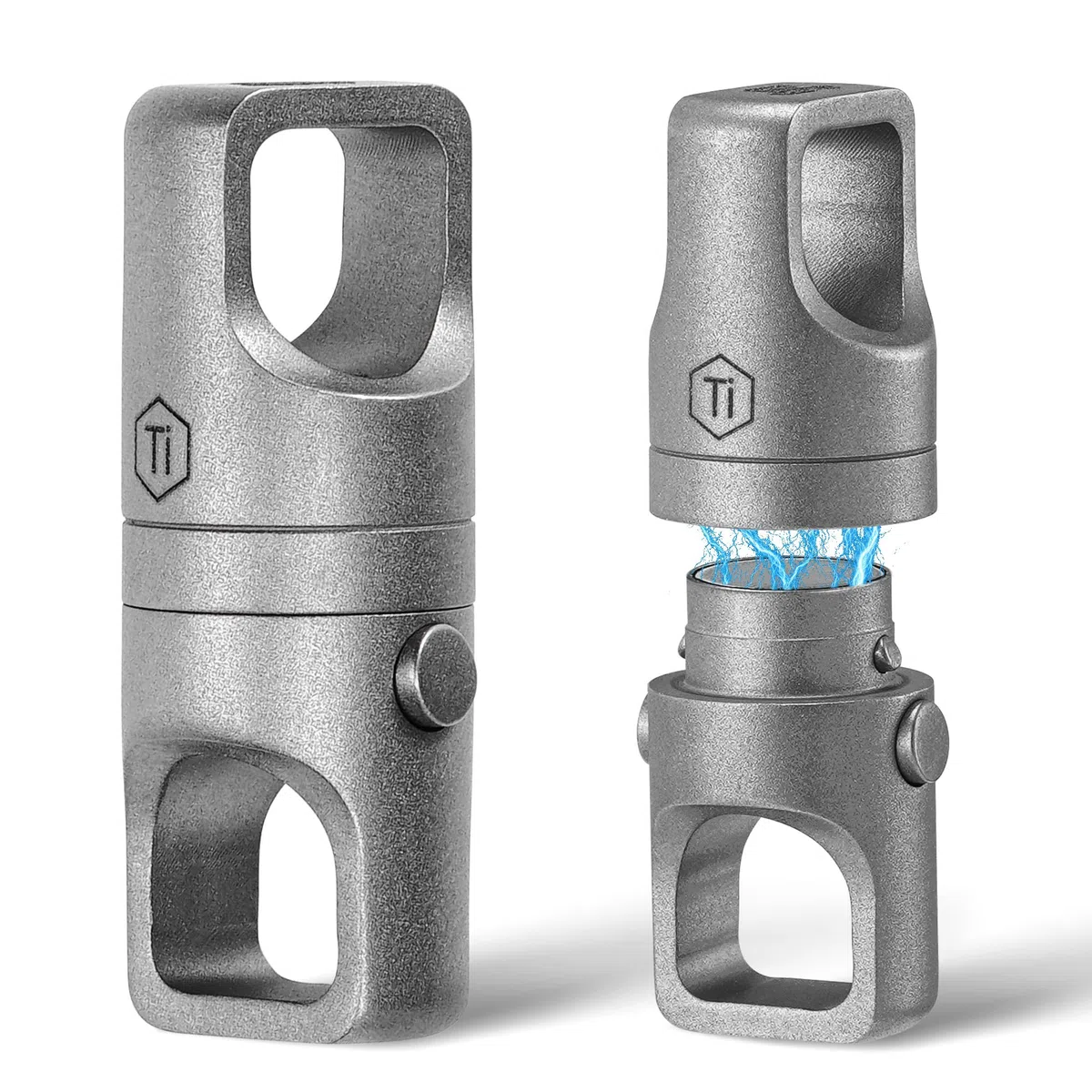 KeyUnity - Llavero magnético extraíble de titanio, llavero de doble extremo, enlace de llave giratoria de titanio, Ka48sw