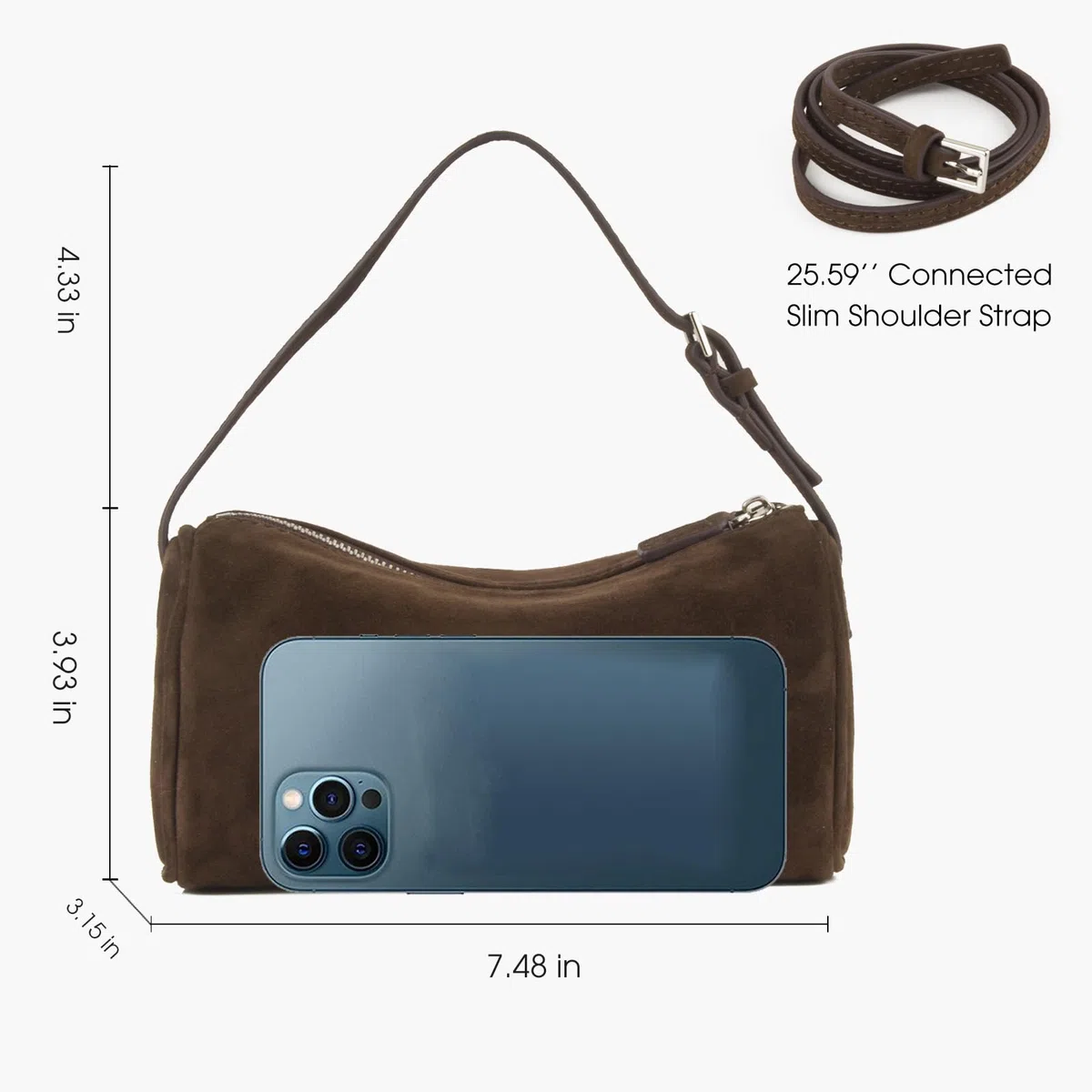DONNAIN Bolso de Cuero de Las Mujeres, Bolso de Mujeres de Gamuza de Gama Alta, Bolso de Cuero Pequeño, Crossbody Bag, Hobo bag, Cinturón Ajustable