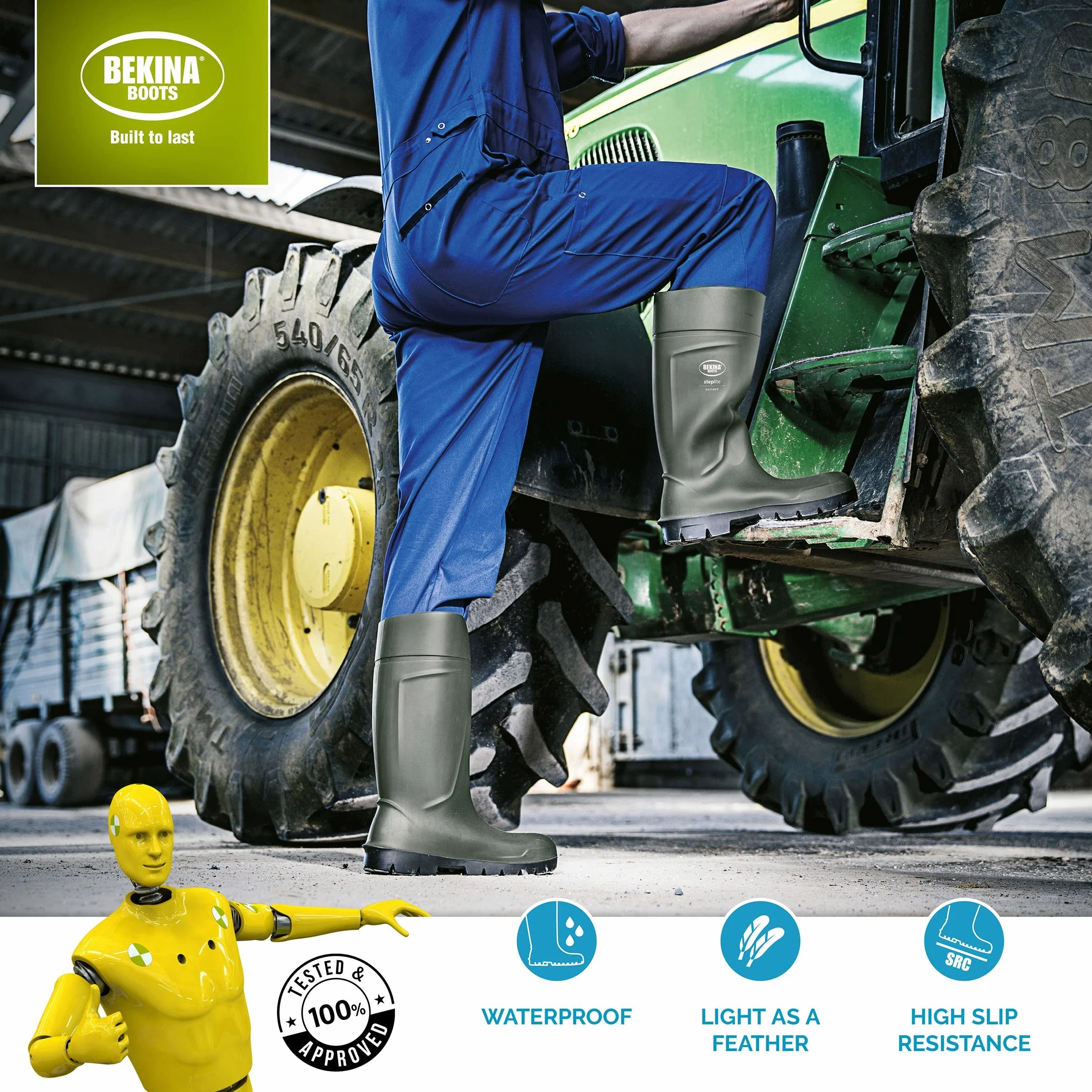 Botas de Seguridad para Hombres, Puntera de Acero y Suela de Seguridad para la Agricultura, Ligeras, de Gran Comodidad, Antideslizante, Resistente al Productos de Limpieza, Verde, EU 41