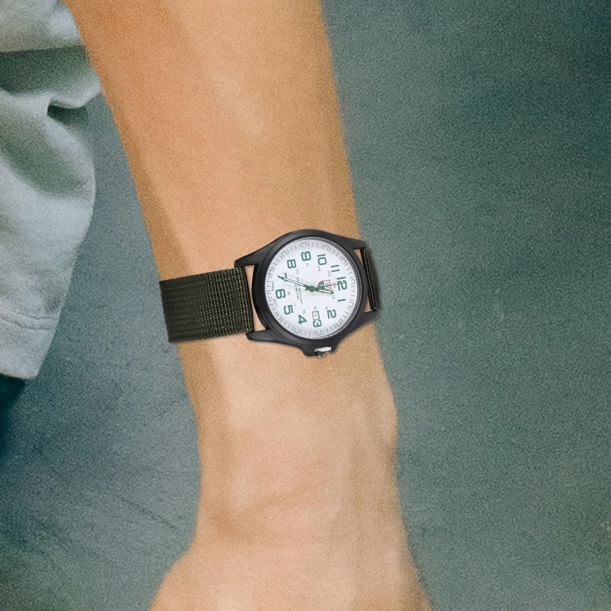 Reloj de Cuarzo Calendario Correa de Nylon Verde para Hombre Diseño Creativo y Superficie Lisa, Reloj de Pulsera Adecuado para Uso Diario