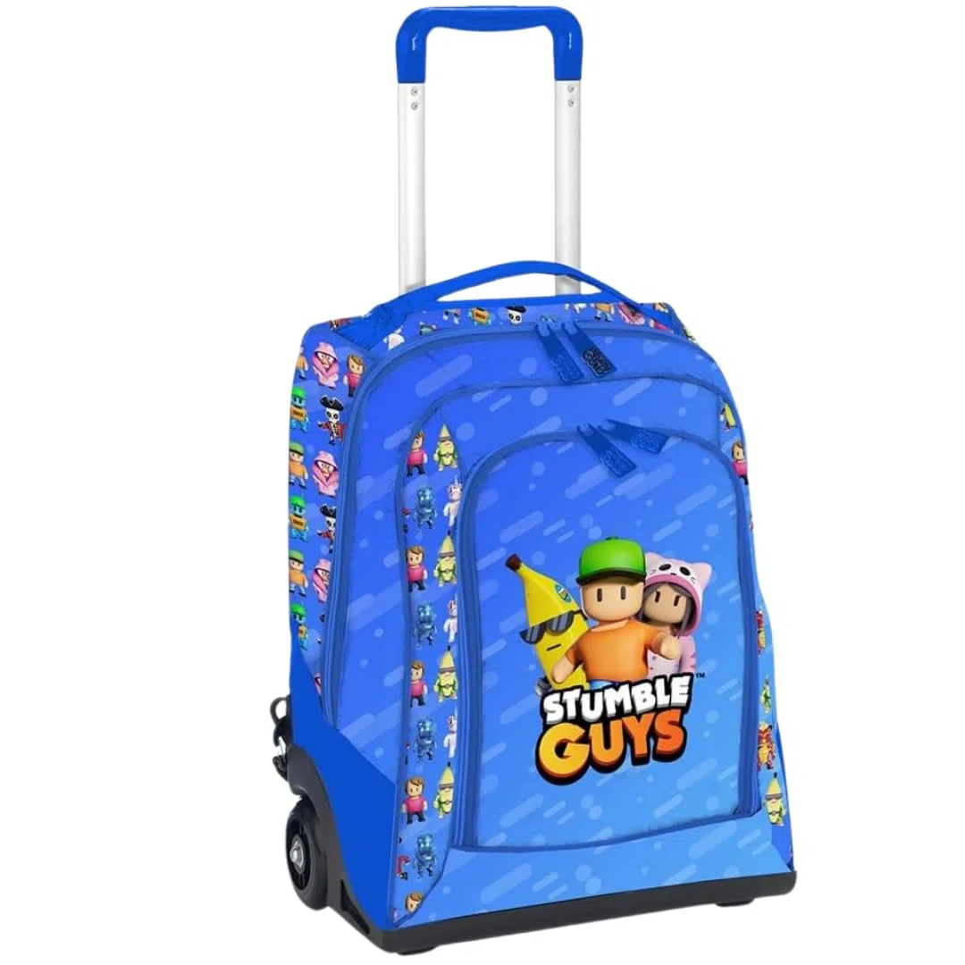 rt | Mochila con ruedas de goma para niños con ruedas de goma, 34 x 25 x 52 cm, Stumble Guys, L, Casual