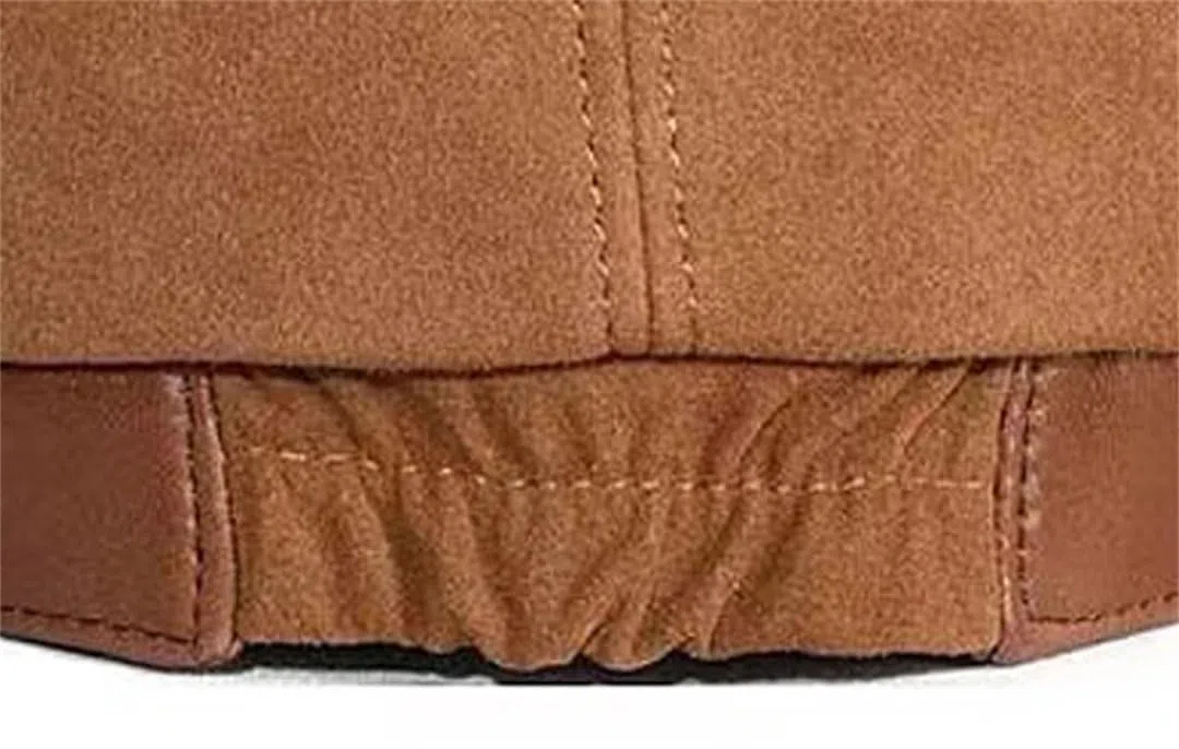 Boina de piel de ante para hombre, 100% ante de oveja, gorras octogonales