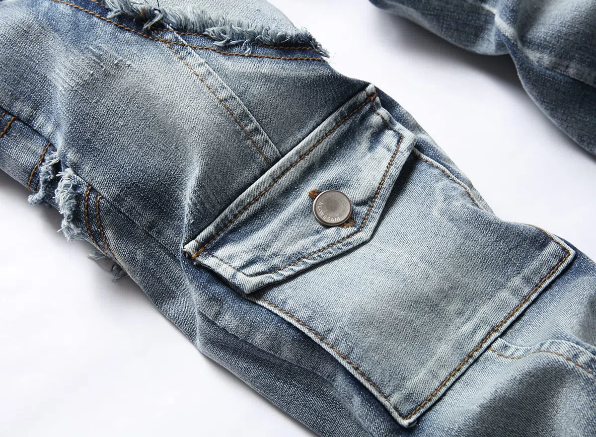 XIMXIMMTIAN Slim Fit Stretch Biker Jeans For Men - Jeans Hombre