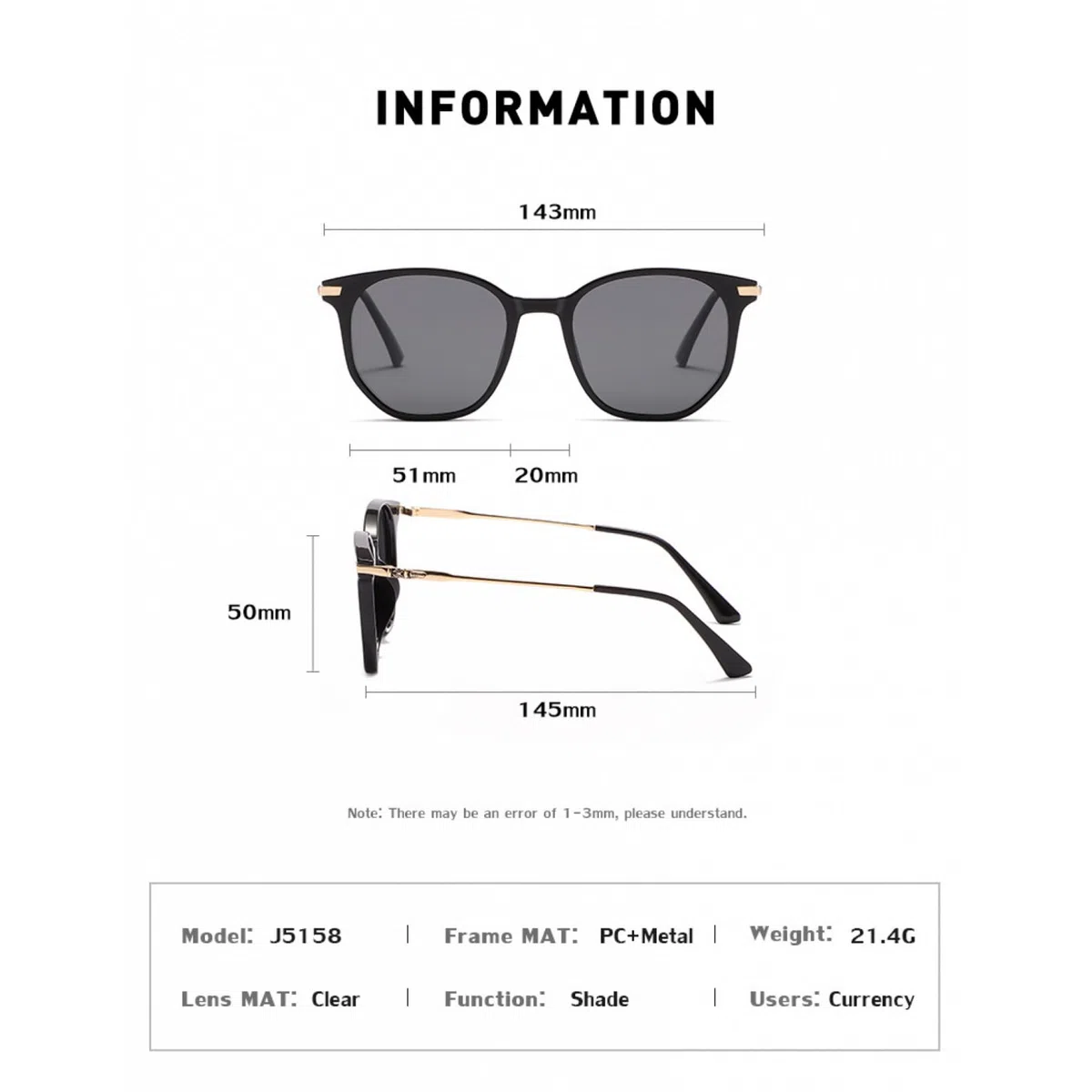 Gafas de sol de los hombres de las señoras universales polarizadas simples gafas de sol ropa