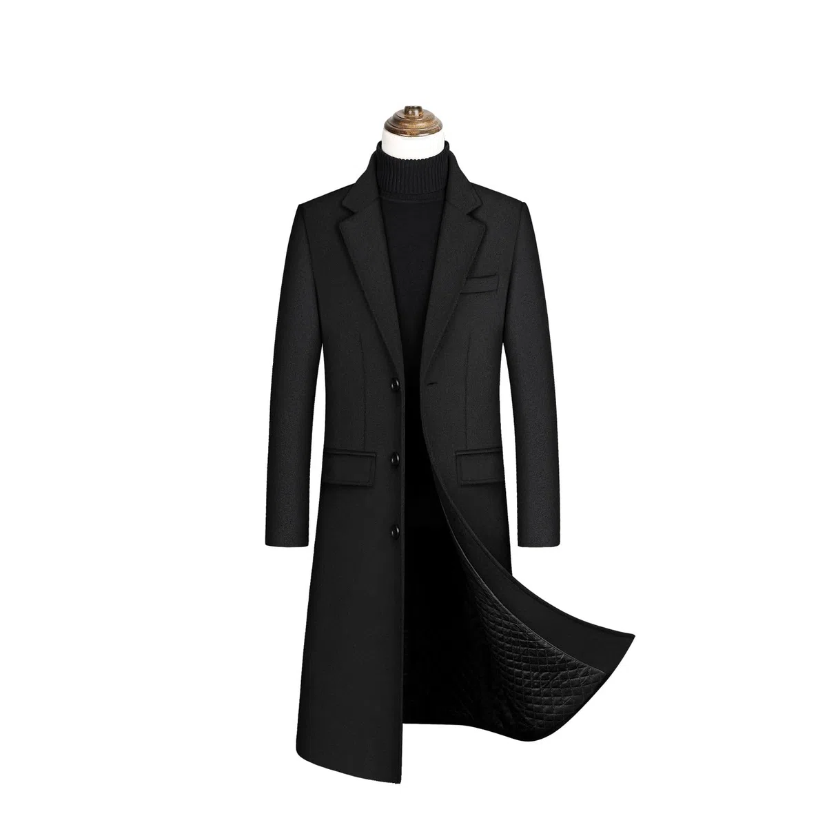 Abrigo hombre invierno, Sobretodo Mezcla de Lana Botón de Manga Larga Elegant Gabardina de Color sólido Abrigo largo Moda Slim fit Cortavientos caliente Chaquetas parka Blazer Outwear traje 2024