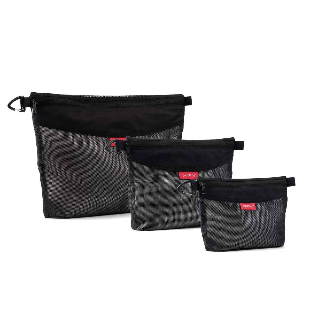 pack all 3 Piezas Bolsa para Todo Uso, Bolsa de Viaje, Material Impermeable, Bolso de Equipaje, Bolsa de Almacenamiento con Cremallera para Viajes, la Oficina, Materiales de Arte (Juego, Negro)