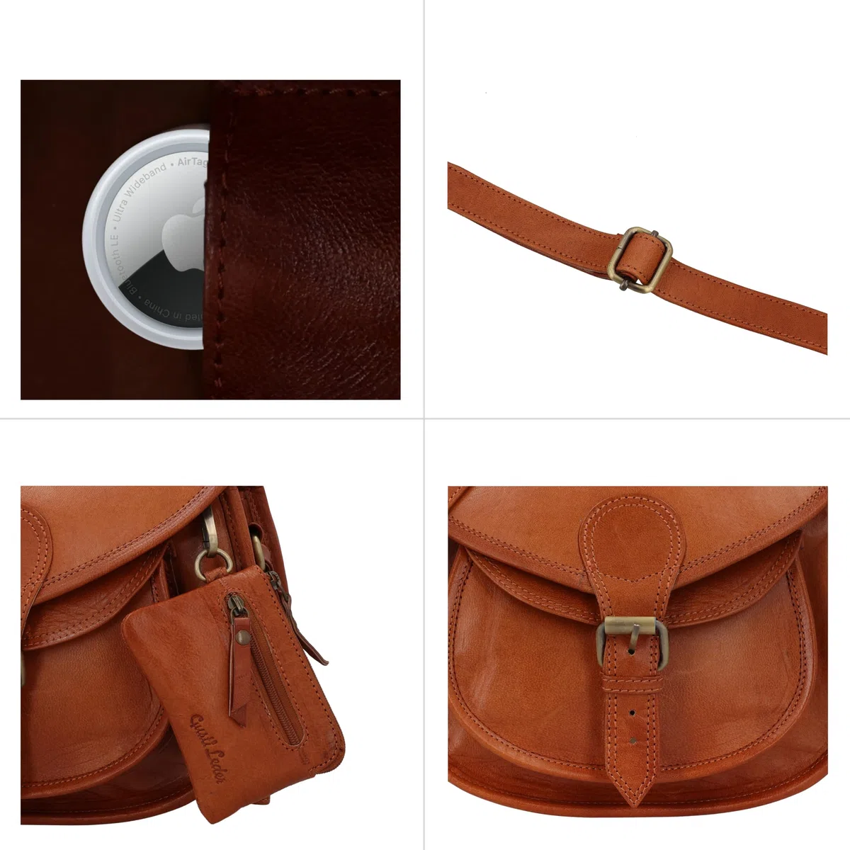 Gusti Bolso bandolera Cuero - "Evelyn" Bolso de Mujer Bolso de Mano Pequeño Marrón