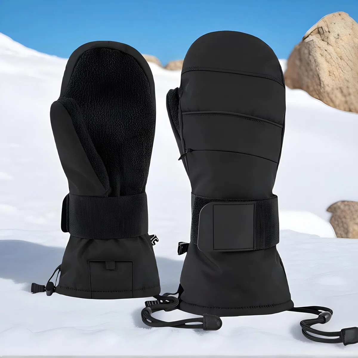 Guantes de invierno para pantalla táctil, con protector de muñeca, guantes de ciclismo con forro polar, para hombre, motocicleta, esquí, nieve, ciclismo, snowboard